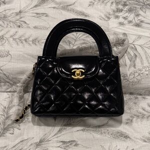 CHANEL style Black glossy Kelly bag